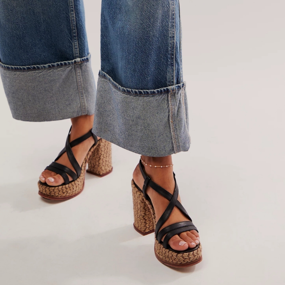 Free People Fahn Jute Platform Heels